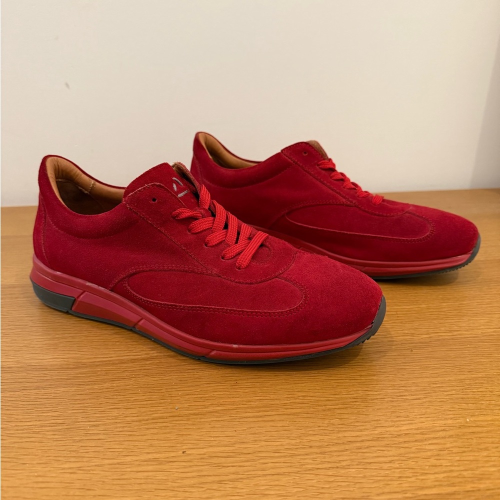 Aquatalia Men's Zander Red Suede Weatherproof Sneaker